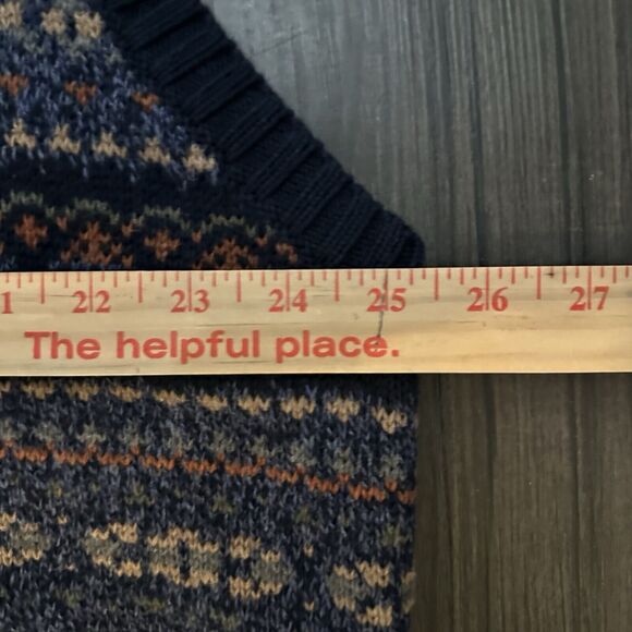 LL Bean Sweater Vest Blue Pattern Men’s Size Large Tall Eclectic Grandpa - Picture 5 of 7